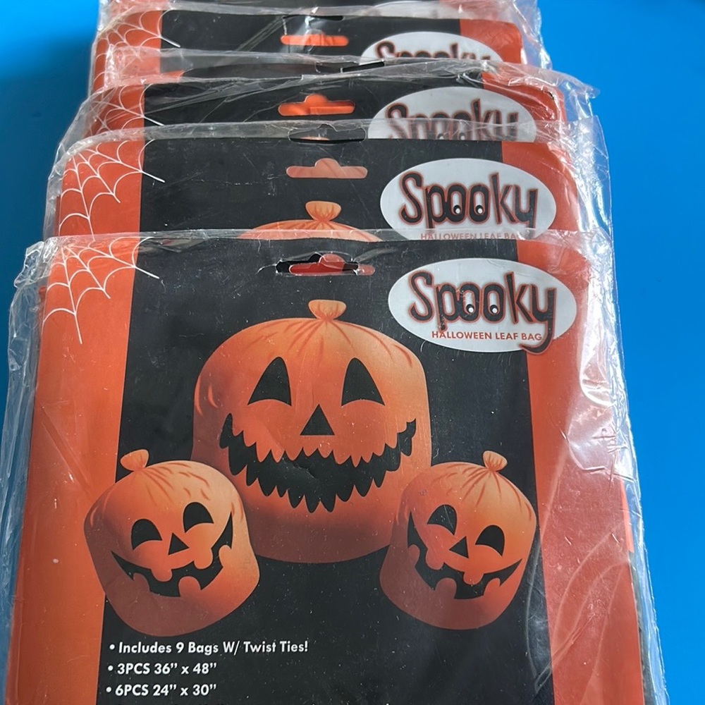 🍂🎃🍁 9 pk - Heavy Duty Halloween Pumpkin Face Bags - Picture 6 of 8